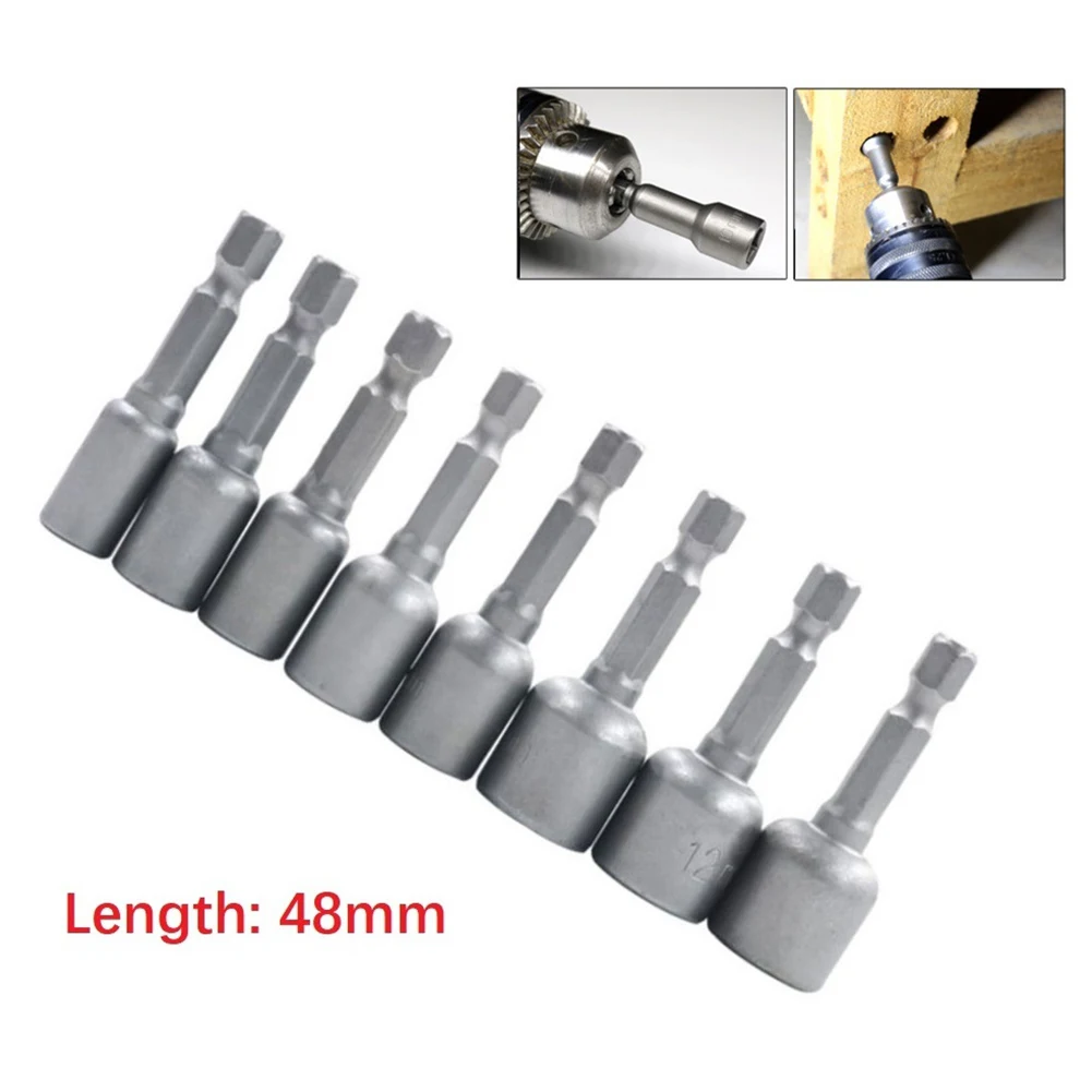 

6-13mm Impact Socket Magnetic Nut Screwdriver 1/4" Hex Shank Electric Drill Bit Chrome Vanadium Steel Magnetic Nut Driver Socket