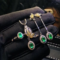 genuine 925 sterling silver emerald drop earring for women diwenfu solid silver 925 jewelry bizuteria aros mujer oreja orecchini