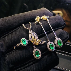 Genuine 925 Sterling Silver Emerald Drop Earring for Women DIWENFU Solid Silver 925 Jewelry Bizuteria Aros Mujer Oreja Orecchini
