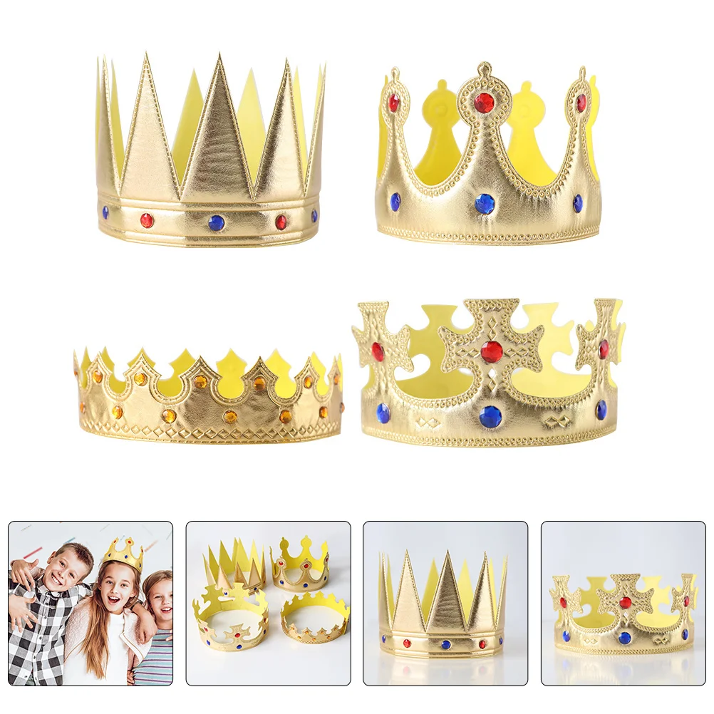 

4 Pcs Toy Boy For Men Gold King Boys Prince Crowns For Kids Kings Kids Baby Crowns Toddler Corwns