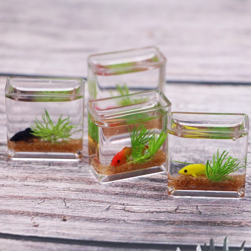 

1Pc 1:12 Dollhouse Miniature Fish Tank Simulation Aquarium Home Decor Toy Doll House Accessories Kids Pretend Play Toys