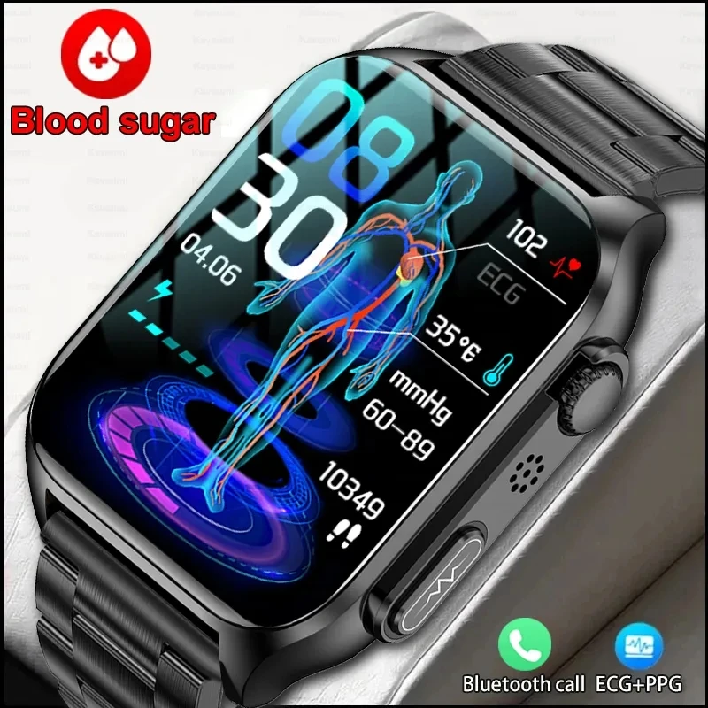 

Noninvasive Blood Sugar Bluetooth Call Smart Watch Men ECG+PPG Blood Pressure Health Smartwatch Women Waterproof Sports Watch