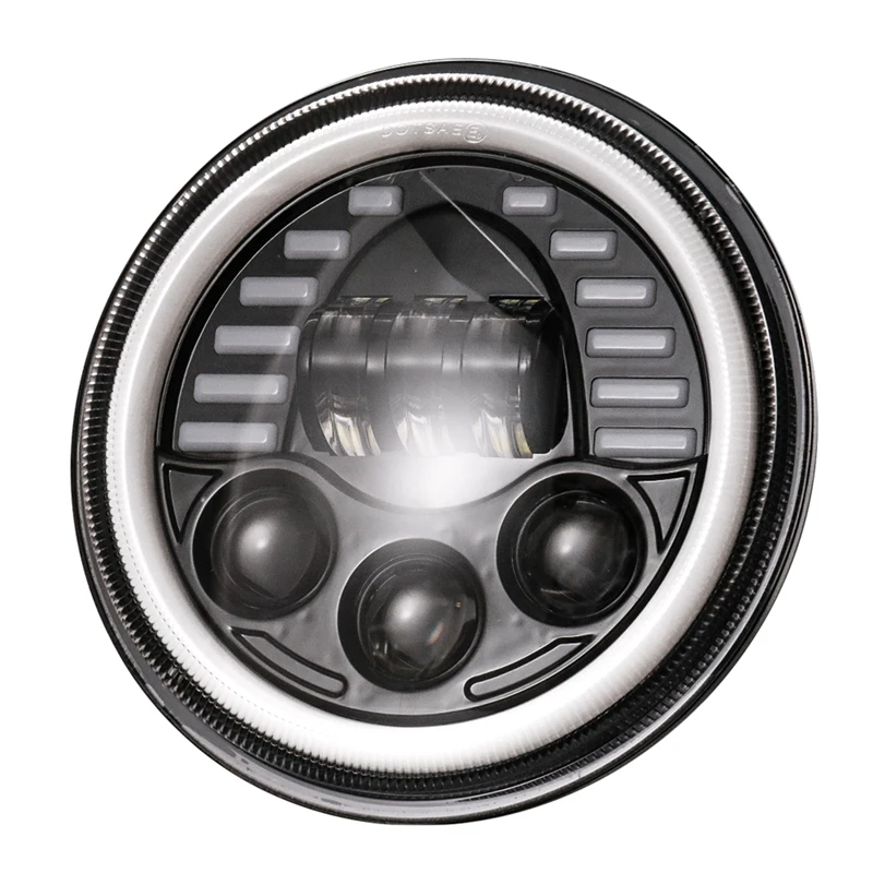 

7 Inch LED Headlights High/Low Beam Round Head Light Lamp Halo Ring Amber Angel Eye for Jeep Wrangler Lada Niva 4X4