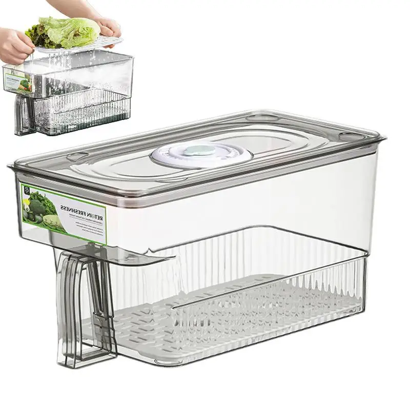 

Fruit Storage For Fridge Produce Saver Containers For Refrigerator Storage Box With Removable Drain Tray Time Dial And Sturdy