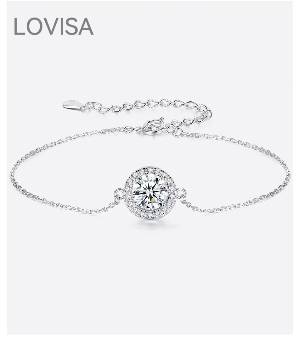 

Moissanite Bracelet With Certificate Korean Fashion Trendy Sterling Silver Chain Charms For Women 2022 Luxe Jewelry