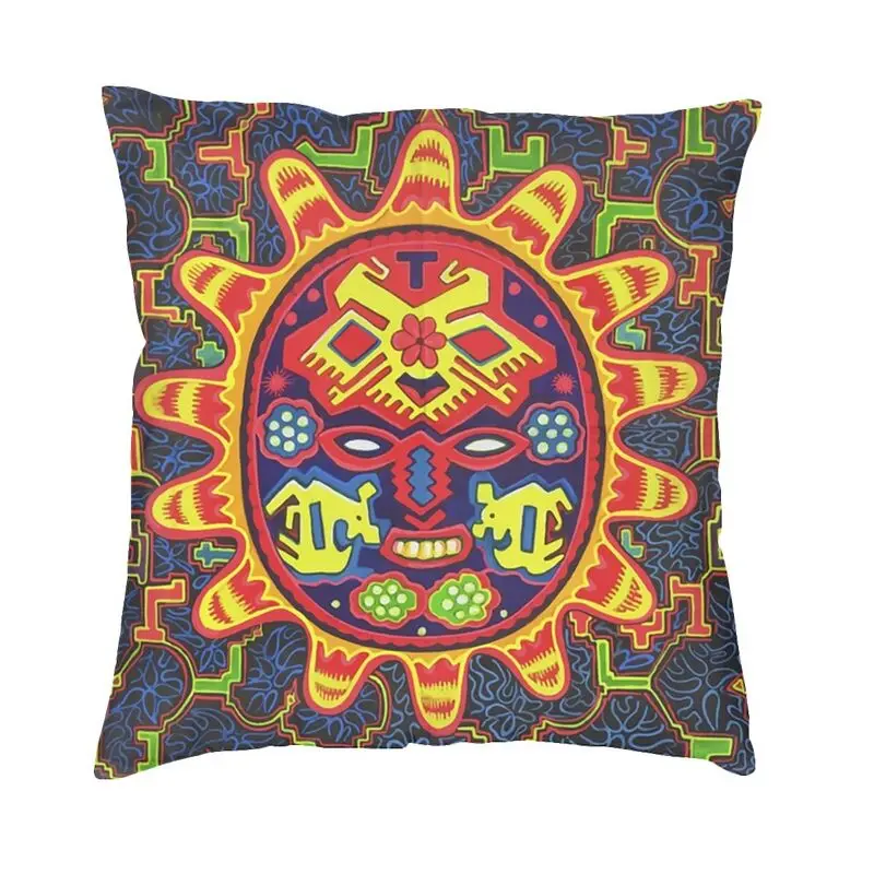 Mexican Huichol Sun Modern Pillow Cover Decoration Cushions for Sofa 45x45cm Double Sided Print Decorative Pillows