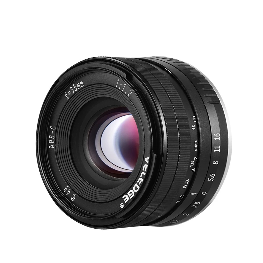 

Широкая диафрагма VELEDGE 35 мм F1.2, объектив с ручным фиксированным фокусом подходит для камер серии Sony Micro-Single A6300 A6400 NEX