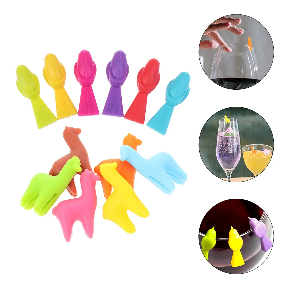 

12Pcs Alpaca and Birds Design Markers Glass Decorations Glass Silicone Markers