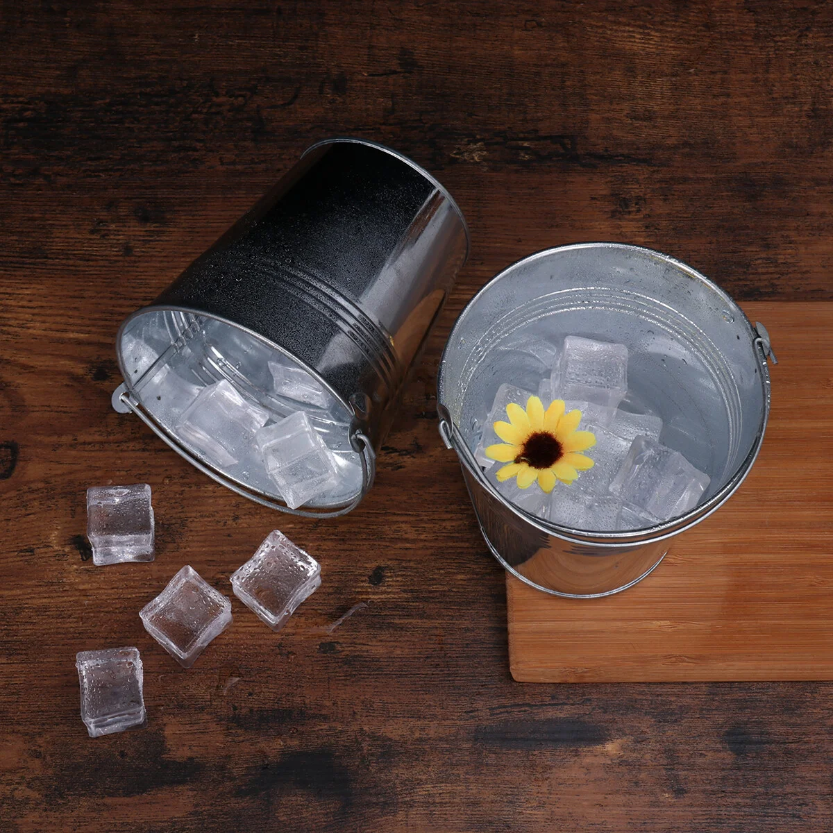 

6 Pcs Beverage Container Basin Frame Tinplate Fries Bucket Insulation Ice Portable Mini Cube Container