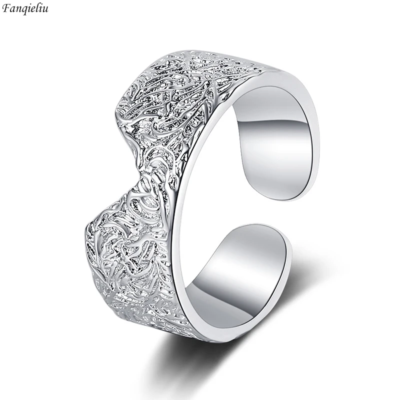 

Fanqieliu 925 Silver Needle Metal Styel Fashion Jewelry V Edge New Ring For Women FQL23194