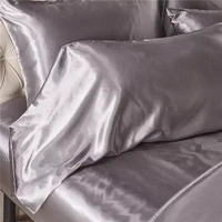 2022nordic style silk bedding set queen size satin grey duvet cover solid color set simple beautiful bedclothes 4pcs