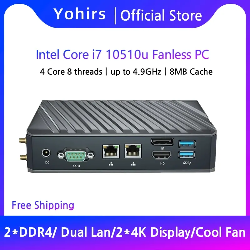 

Hot Mini PC 10th Gen Intel Core i3 10110U i5 10210U i7 10510U 2*DDR4 64GB 2*RJ45 LAN M.2 SSD HD-MI DP Terminal Computer Desktop