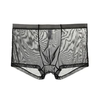 men mid waist ultra thin transparent mesh underpants breathable see through nylon boxer shorts lingerie m 3xl underwear for men