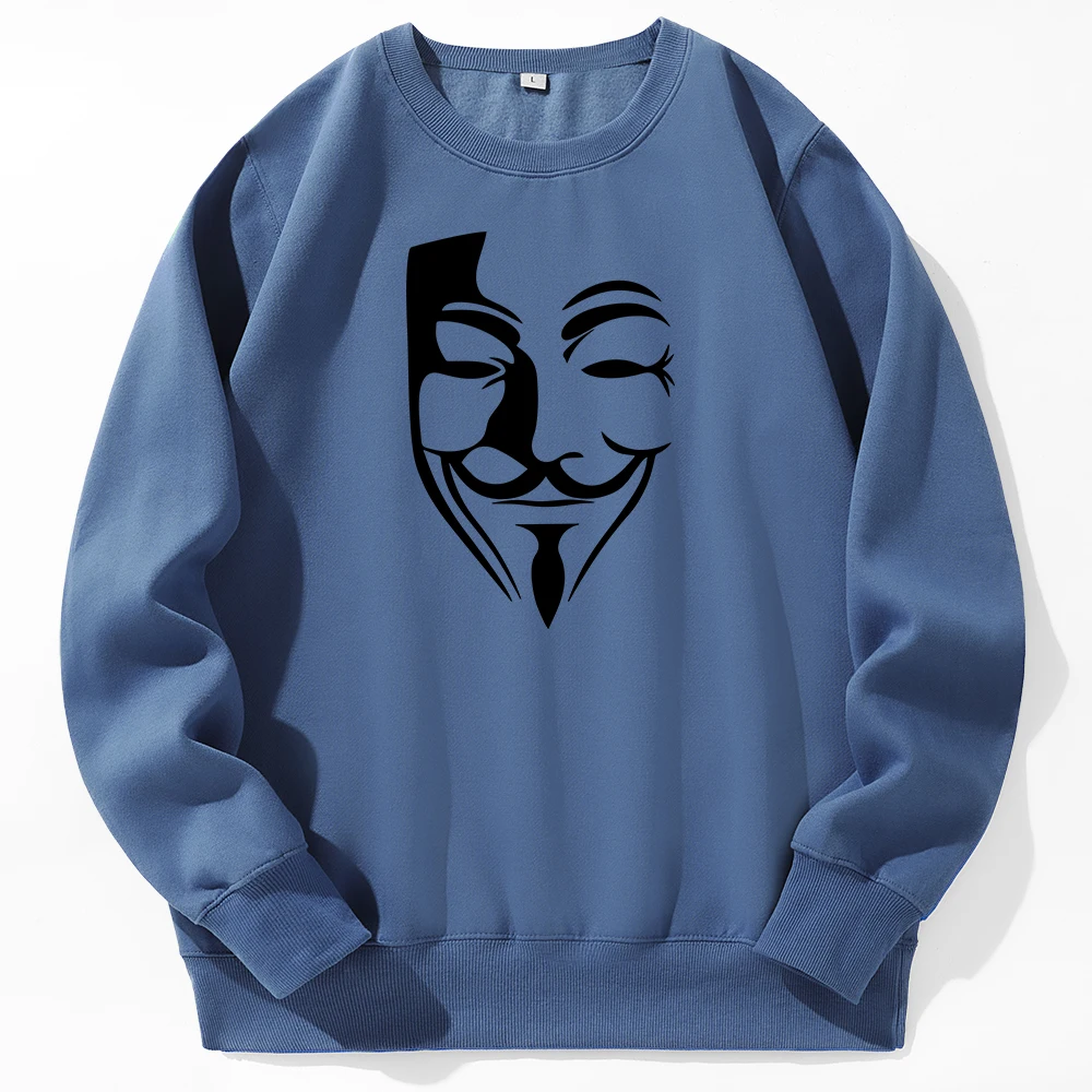 

Mens Sweatshirt Vendetta Mask Silhouette Fleece Fashion Pullover Harajuku Daily Sweatshirts Male Hip Hop Sport Hoodie For Man