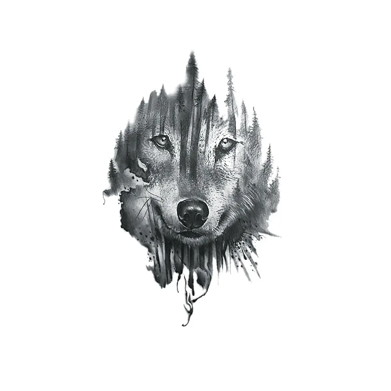 

Акварельные временные татуировки с изображением волка тигра гризли медведя лисы для взрослых мужчин украшение на руку водостойкая Татуиро...