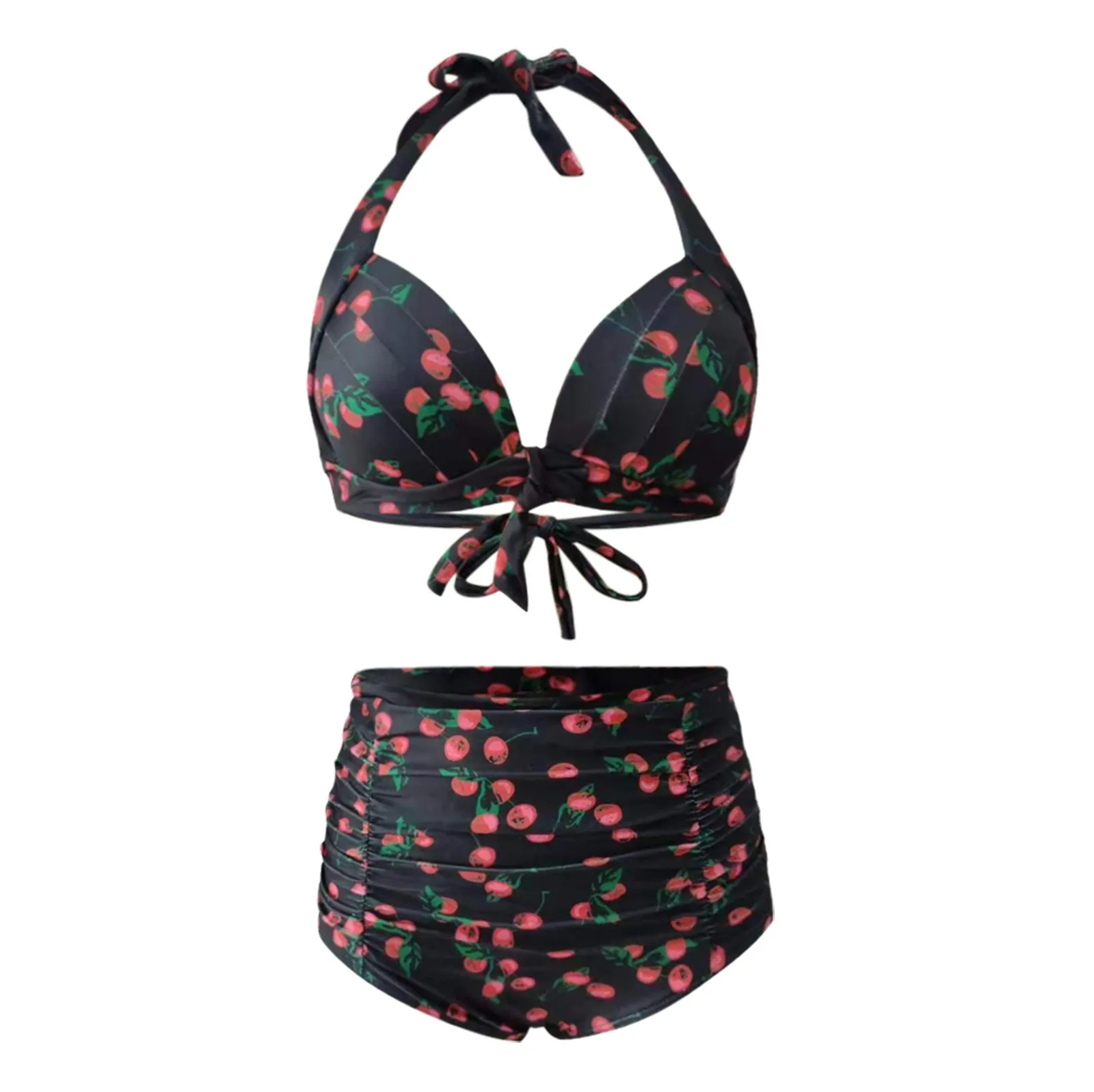 

Женский винтажный купальный костюм с чашками пуш-ап и цветочным принтом