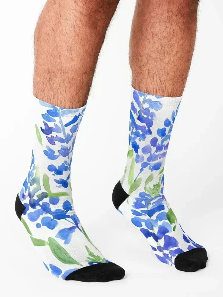 Акварельные носки Texas Bluebells аниме профессиональные беговые японские модные до