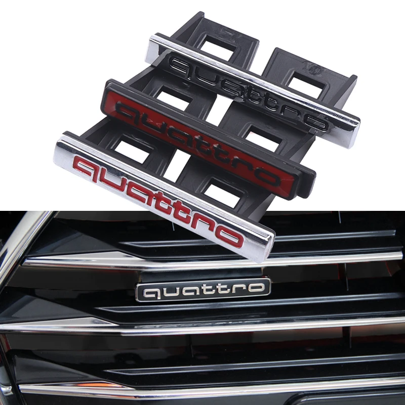 

Car Body Front Grill Decor Sticker Quattro Emblem Badge Auto Accessories for Audi SLINE a4 b8 a3 8p a6 c7 b6 a5 a3 8v b7 q5 c6
