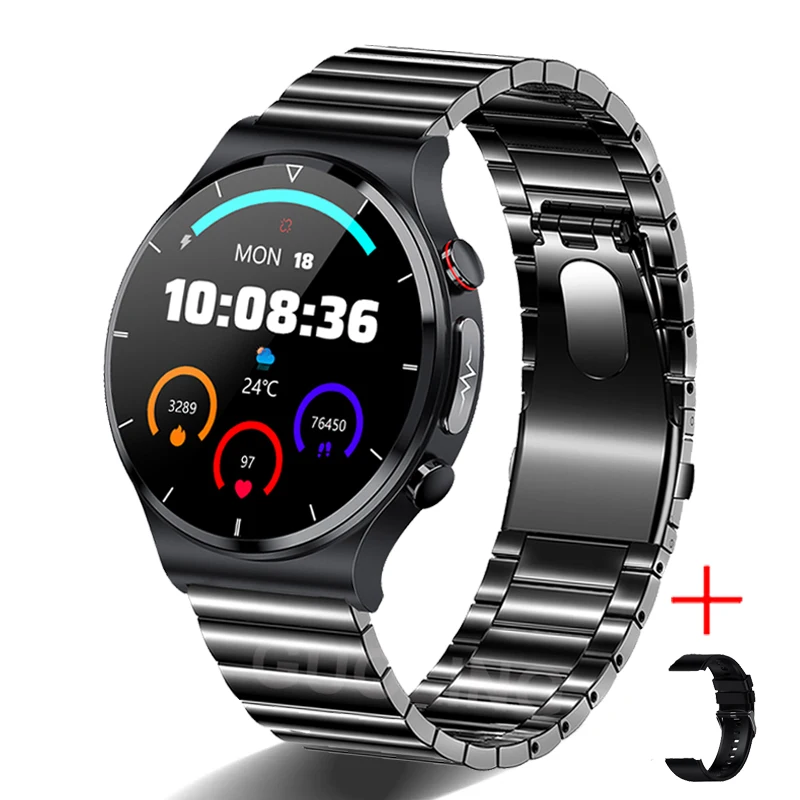 

2022 New Smart Watch Men Fitness Tracker Heart Rate Monitor EKG+PPG IP68 Waterproof Wireless Charger 360*360 HD Smartwatch + Box