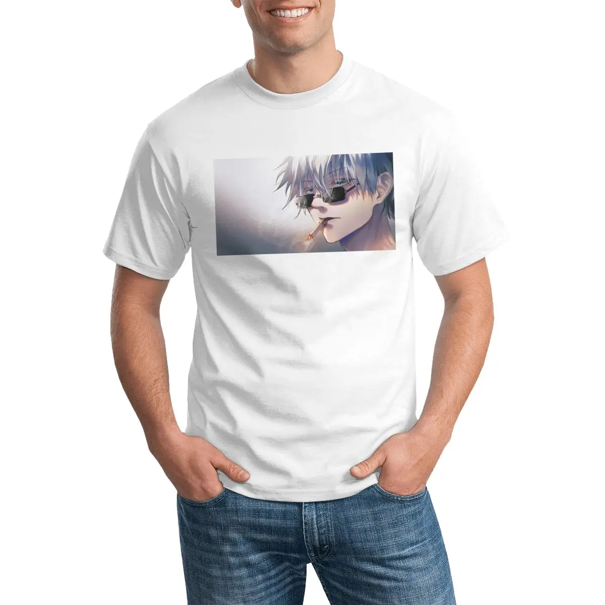 

Jujutsu Kaisen T-Shirts Gojo Satoru Fashion Print T Shirts Round Neck Basic Beach Tshirt for Man