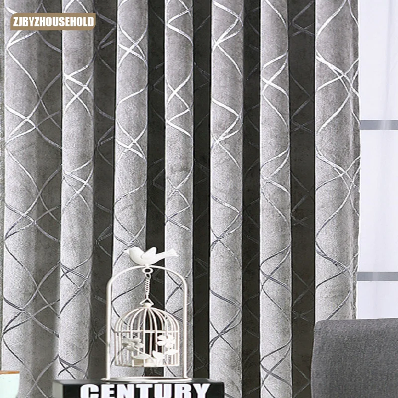 

Modern Curtains for Living Room Bedroom Dining Luxury Gray Coffee Beige Striped Window Drape Blackout Finished Custom Size