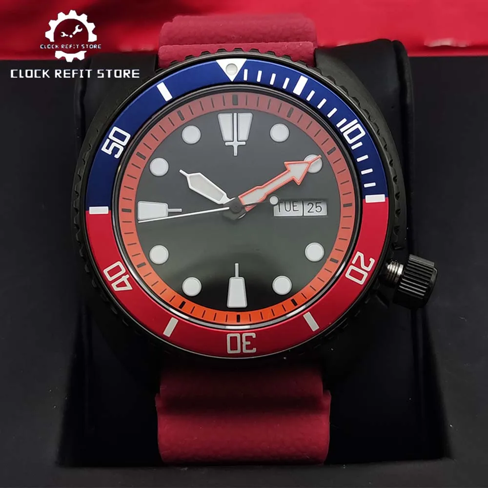 Мужские черные повседневные деловые автоматические механические часы с красным