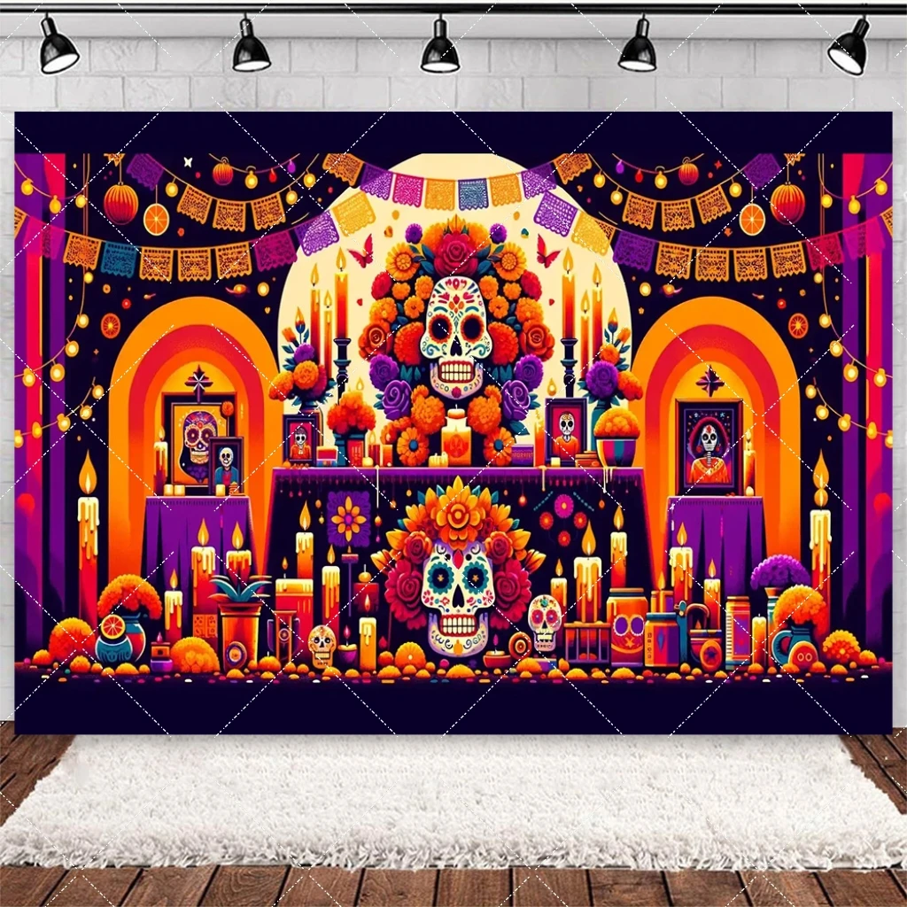 

Мексиканский день мертвых фон Dia DE Los Muertos фоны товары для вечеринок домашний декор фиеста реквизит для фотосессии семейные подарки