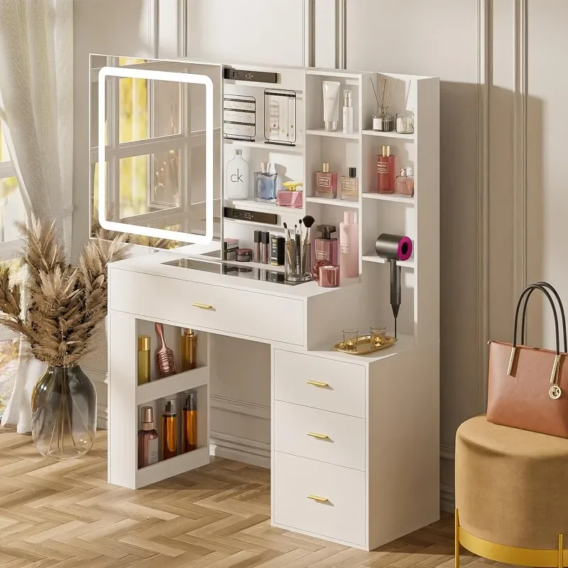 Настольное зеркало и светильники 3 цвета настольное Белое Зеркало макияж с 4