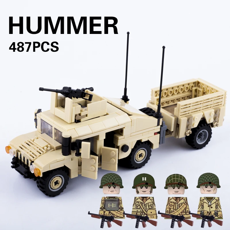 

MOC Military Vehicles Building Bricks Hummers US Army Assault Car Blocks SpeciaI Police Gift Toys SWAT Team Soldier Weapon Model