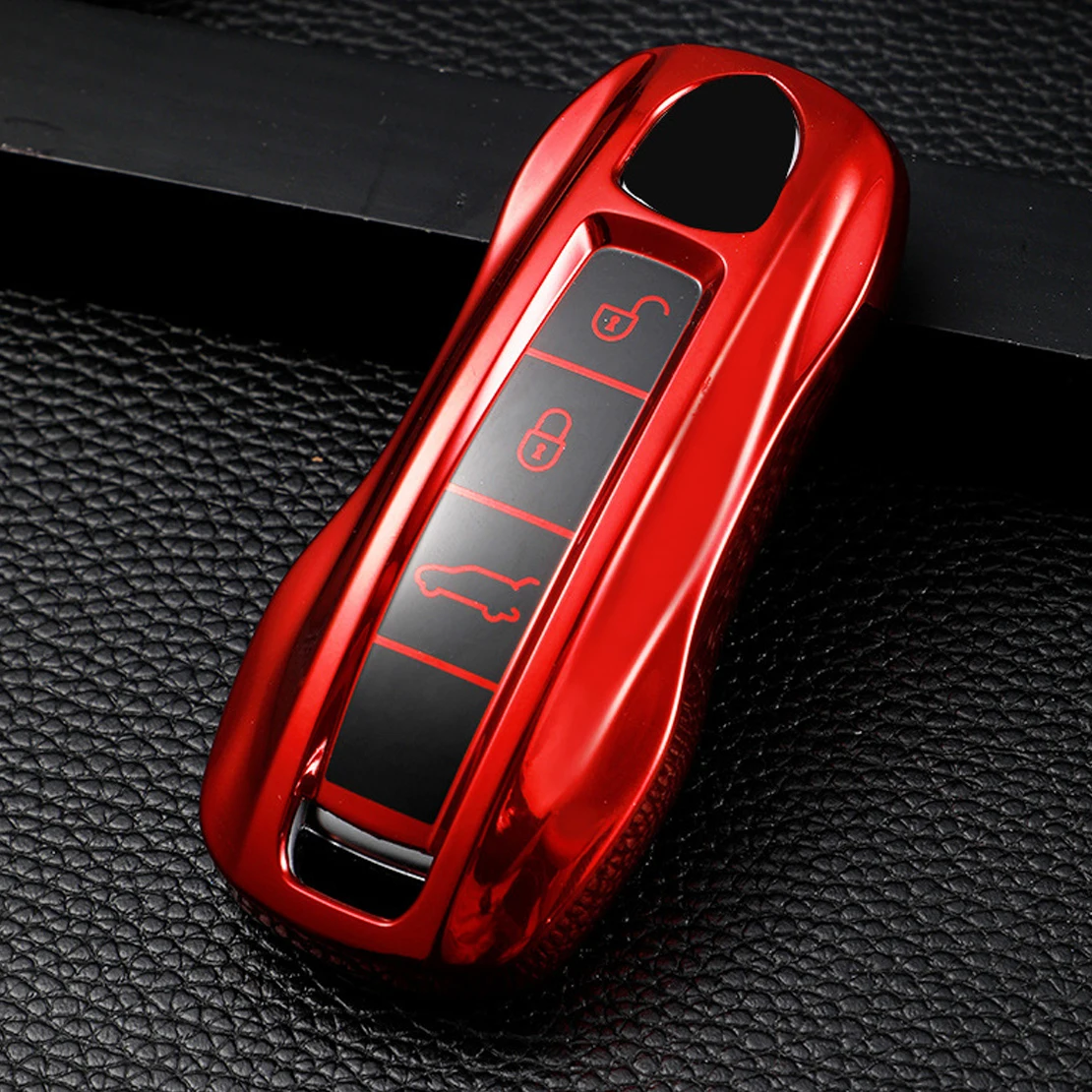 

Чехол для дистанционного ключа с 3 кнопками, чехол, чехол для Porsche Cayenne Panamera Taycan 911 2020 2021, Красный ТПУ