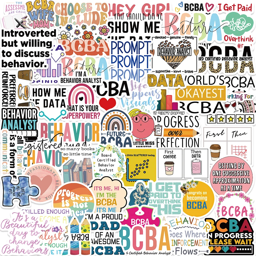 Наклейки BCBA Мультяшные 50 шт. стикеры с рисунком аналитика граффити наклейки для