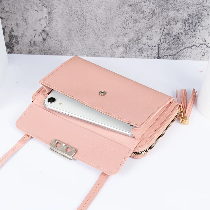 Women Shoulder Strap Bag Multifunction Long Wallet Fashion Tassel HandBag Hasp Card Holder Ladies Small Crossbody Cell Phone Bag