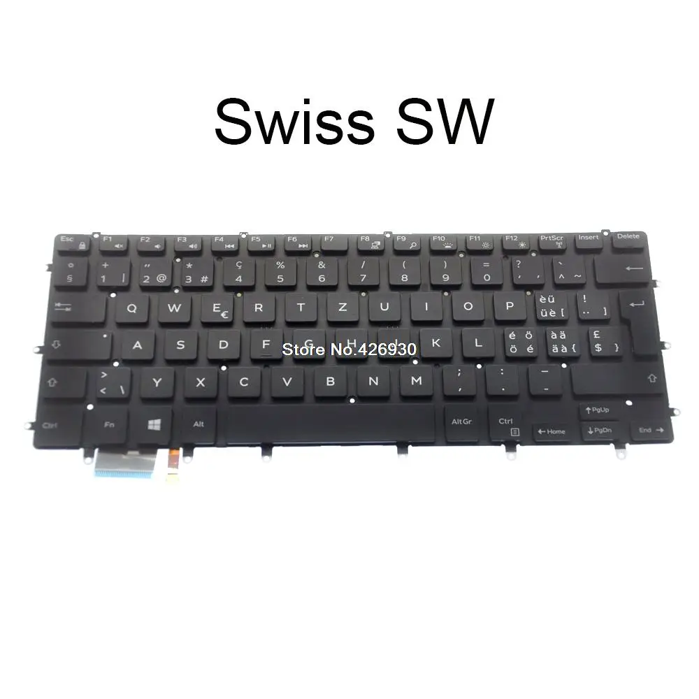 

SW Laptop Keyboard For DELL For XPS 15 9550 9560 For Precision 5510 5520 0GY76P GY76P PK131BG1A16 DLM14L26CHJ698 Swiss backlit