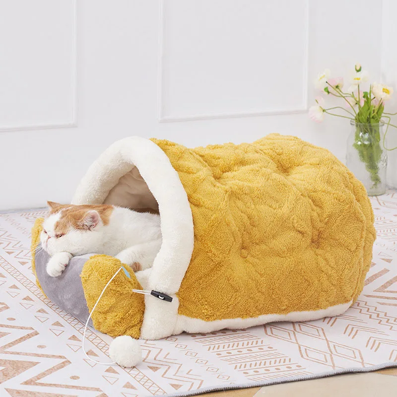 

Pet Padded House Bed Thickened Arctic Fleece Game Machine Shape Warm Semi-Enclosed Cat Nest Dual-Use Pillow Small Dog Kennel