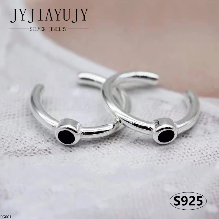 

JYJIAYUJY 100% Sterling Silver S925 Ear Clip-Ons Earrings 1 PCS Black Zircon Fashion Trendy Hypoallergenic Jewelry Gift EG001