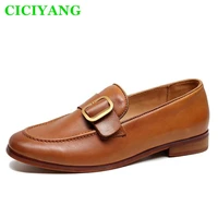ciciyang genuine leather loafers 2022 spring new handmade retro low heeled womens shoes fashion soft bottom commuter shoes