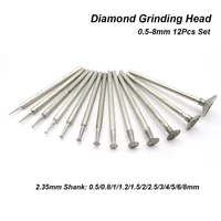 12pcs 0 5 8mm disc shape diamond grinding head mounted point bits burrs engraving polishing abrasive rotary tool set 332 shank