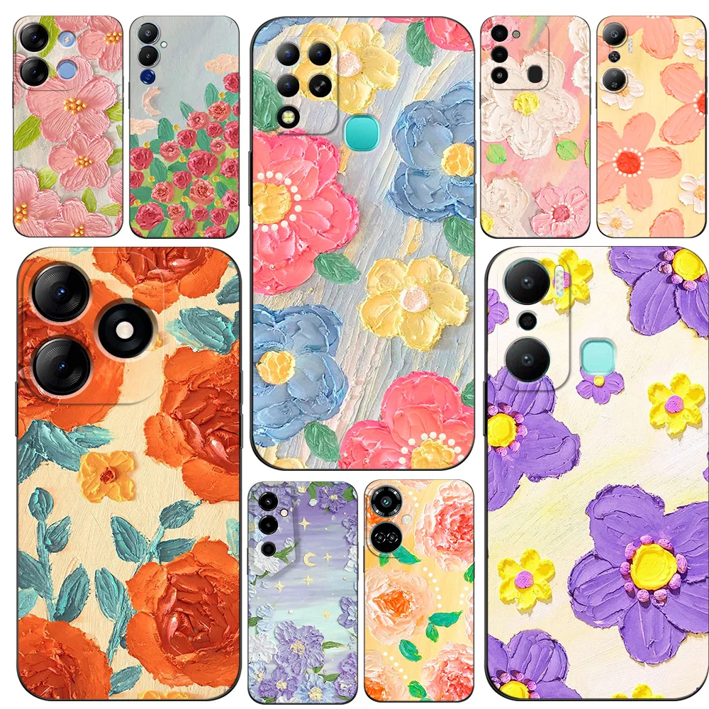 Черный чехол ТПУ для INFINIX HOT10 11(G37) 20I 20 NOTE12VIP 12 4G(2023)12Pro 4G 5G 12I Романтический милый