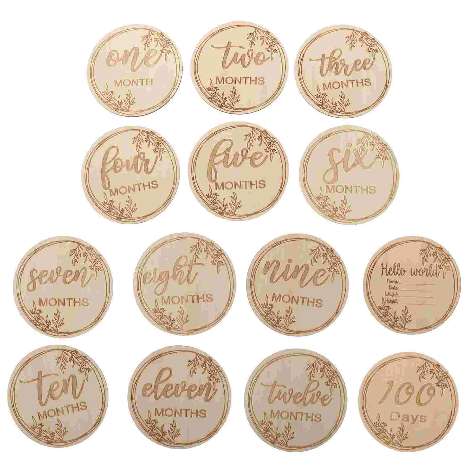 

Milestone Baby Monthly Blocks Wooden Discs Month Newborn Months Signs Circles Infant Wood Birth Growth Photo Gifts Commemorative
