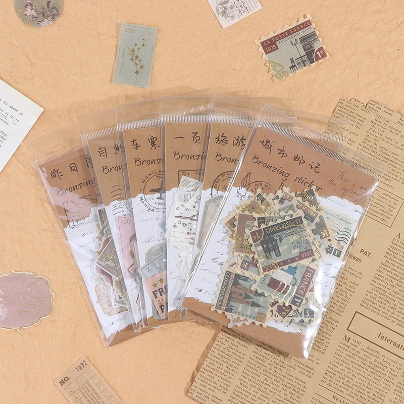 40 шт. винтажные Ретро штампы для путешествий растения креативные канцелярские