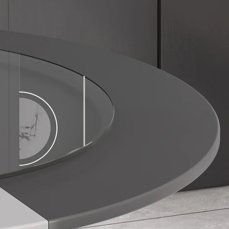 Круглый керамический обеденный стол выдвижной раздвижной среднего века