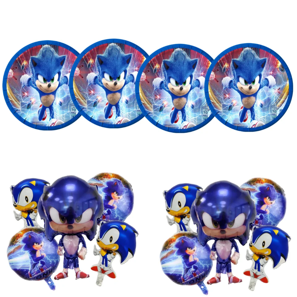 

Sonic Cartoon Kids Toys Birthday Party Decoration Room Decorate Supplies Aluminium Foil Balloons Napkin Candy Box Cake Topper