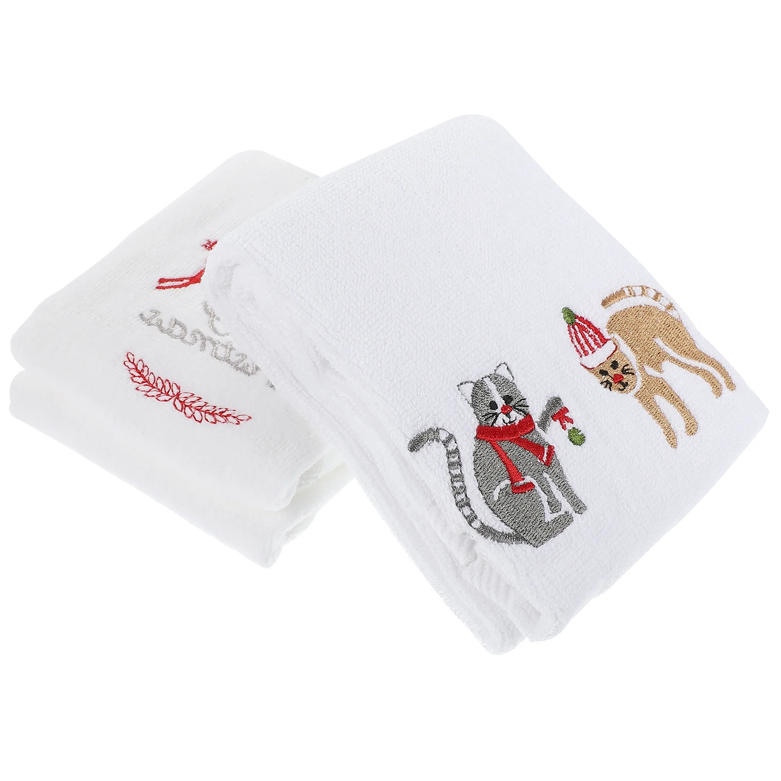 

2 Pcs Xmas Cleaning Cloth Rag Kitchen Washcloths Tea Towels Christmas Dish Cotton Dishcloths Hand