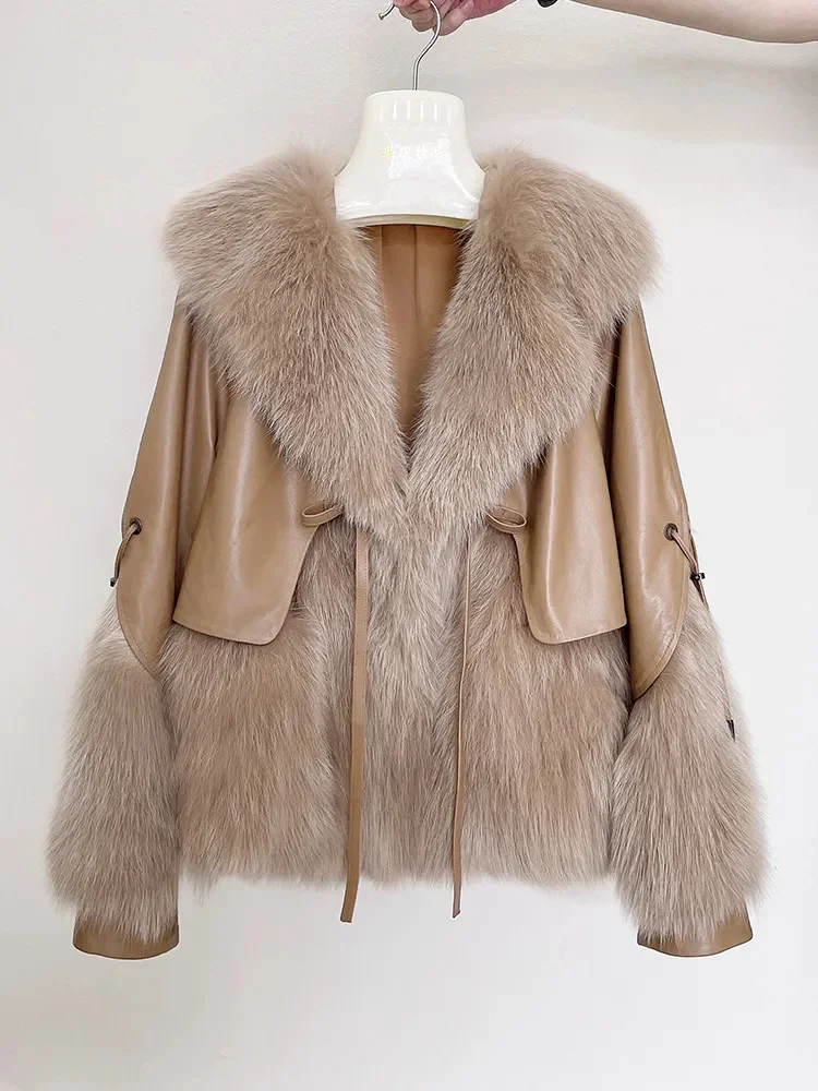 

Imported Whole Leather Fox Fur Coat for Women 2024 New Winter Stitching Sheepskin Young Short Haining
