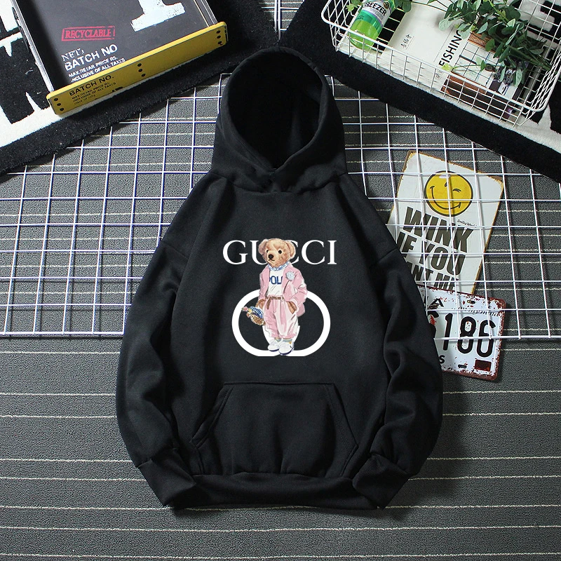 

2023 Мужской осенне-зимний роскошный спортивный костюм свитшот с капюшоном Брендовые повседневные спортивные толстовки с мультяшным принтом медведя Спортивная одежда для бега