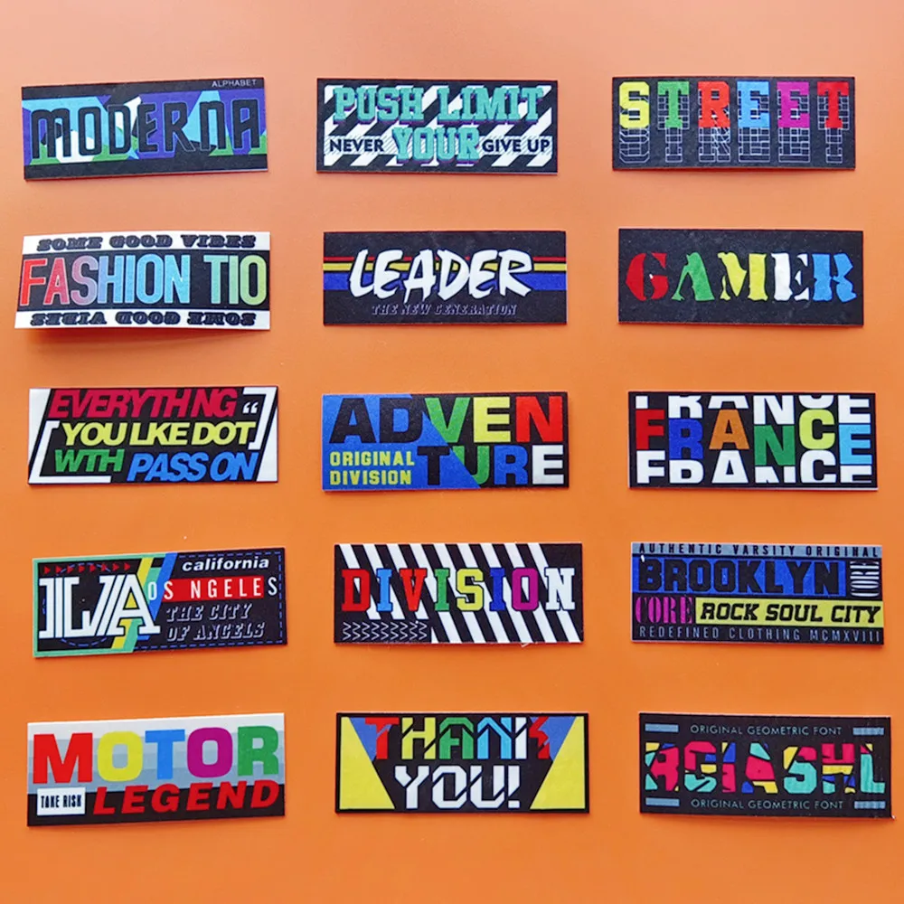 

15pcs Fashion Laber HIP-POP Soft Cloth Patches Color Printed Letter Paste Clothing Handmade DIY Garment Decor Accessories