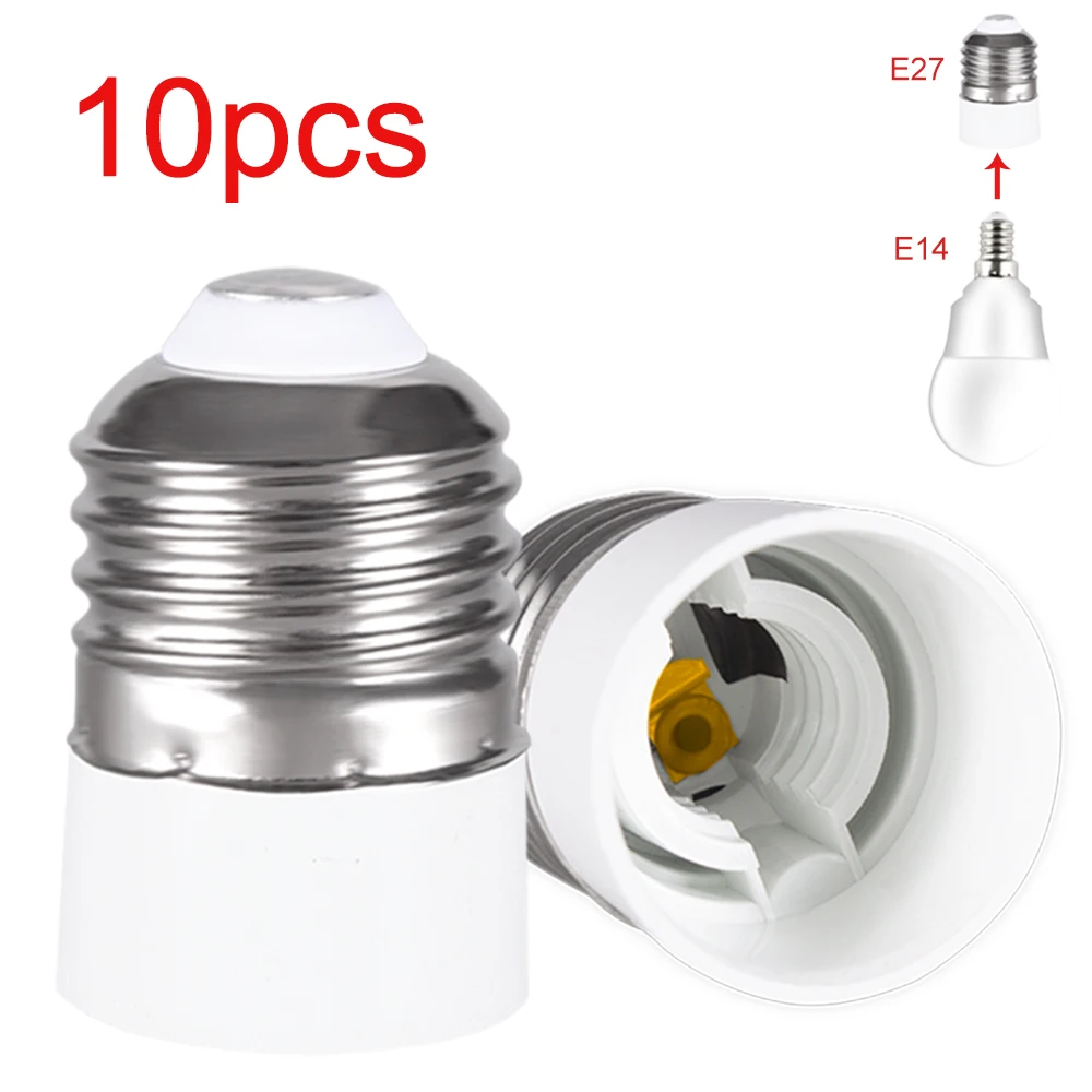 

10PCS E27 to E14 Lamp Bulb Socket base Holder Converter 220V Light Adapter Conversion Fireproof Home Room WC Corridor Lighting