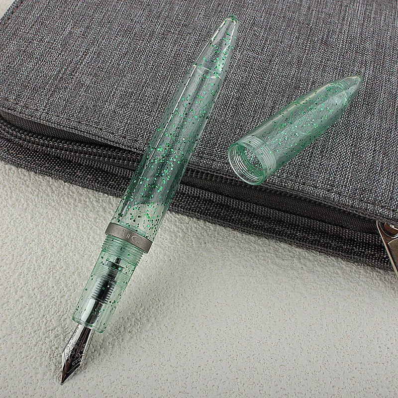 

High Quality 0.38Mm 0.5Mm Fountain Pen Transparent Resin Large-Capacity Piston Filling Student Writing Ink Pen