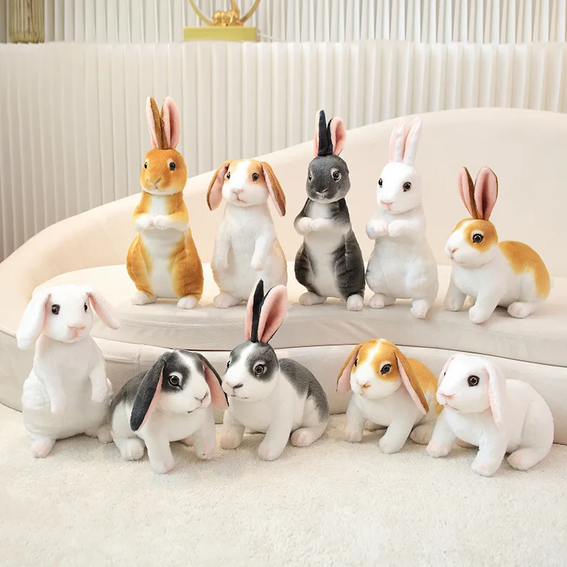 Simulation Rabbit Plush Dolls Cute Pet Bunny Stuffed Toys Easter Plush Bunny for Kids Gift Easter Decoration Figures