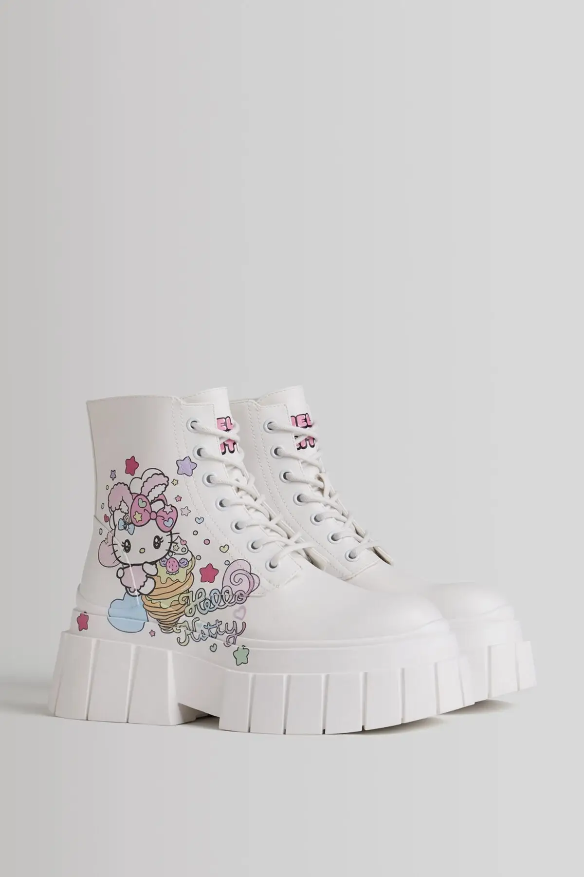 

Мужские походные ботинки на платформе Hello Kitty, из нубука, Нескользящие, износостойкие